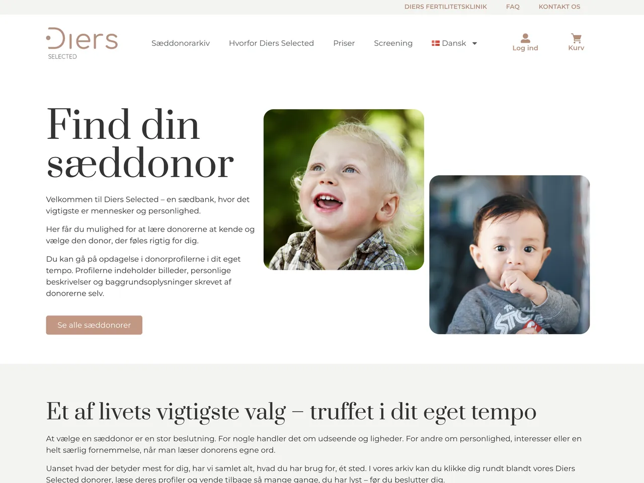 Forsiden af Diers Selected med overskriften "Find din sæddonor"