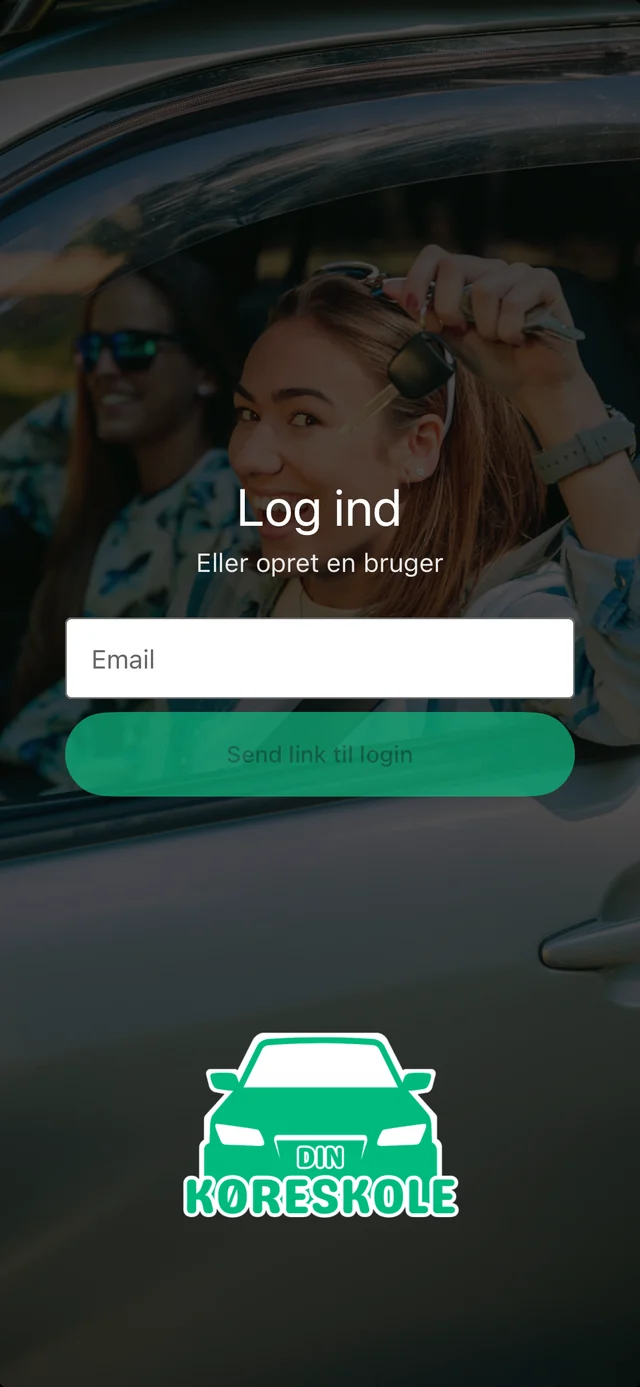 Forsiden i Dinesen Trafikskoles app